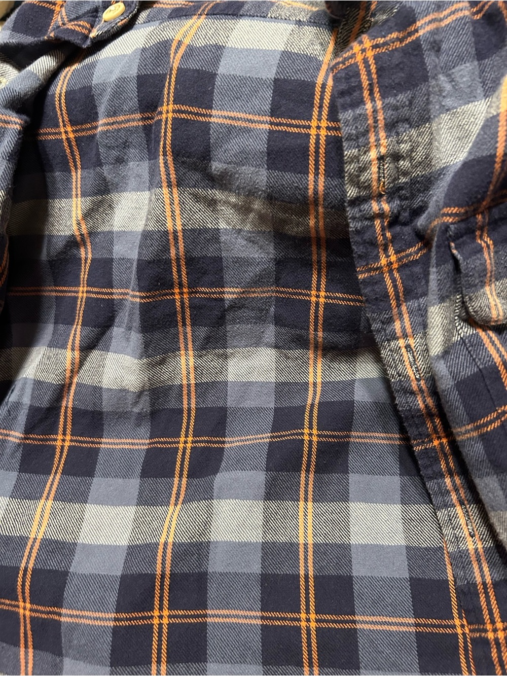 The Normal Brand Navy and Orange Plaid Button-Down Shirt